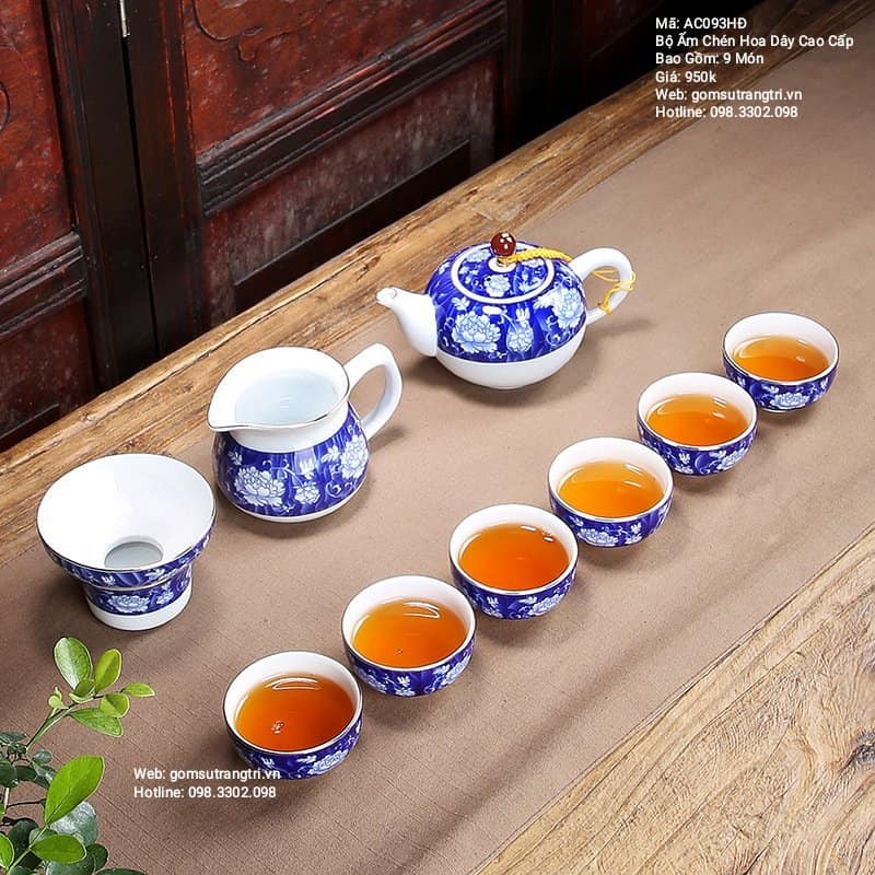 BỘ ẤM CHÉN HOA DÂY CAO CẤP